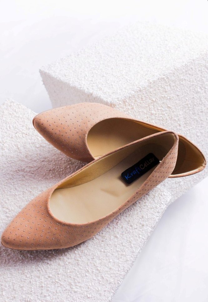 KraftCellar ginger roots,beige ballerina (size-38)
