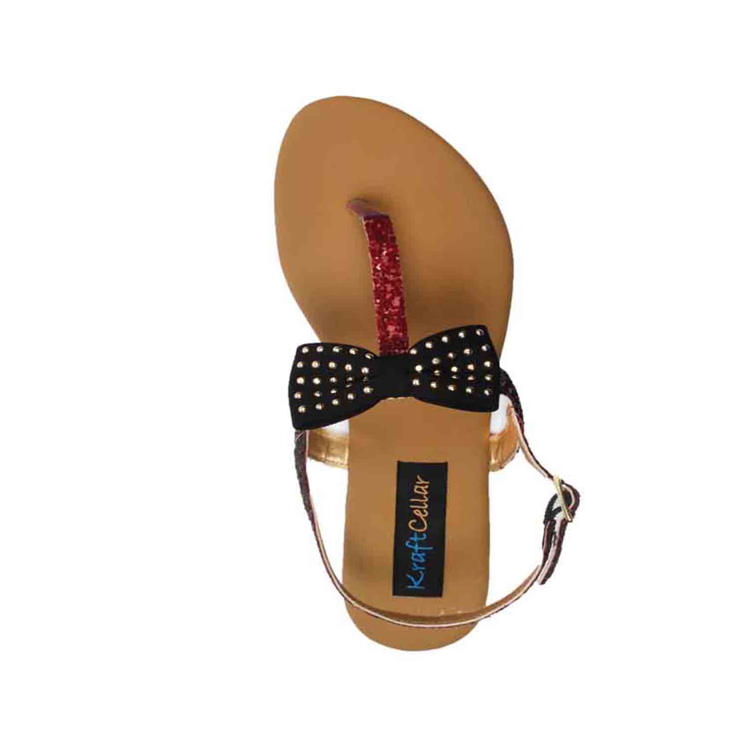KraftCellar Teen Love,red-black sandal (size-39)
