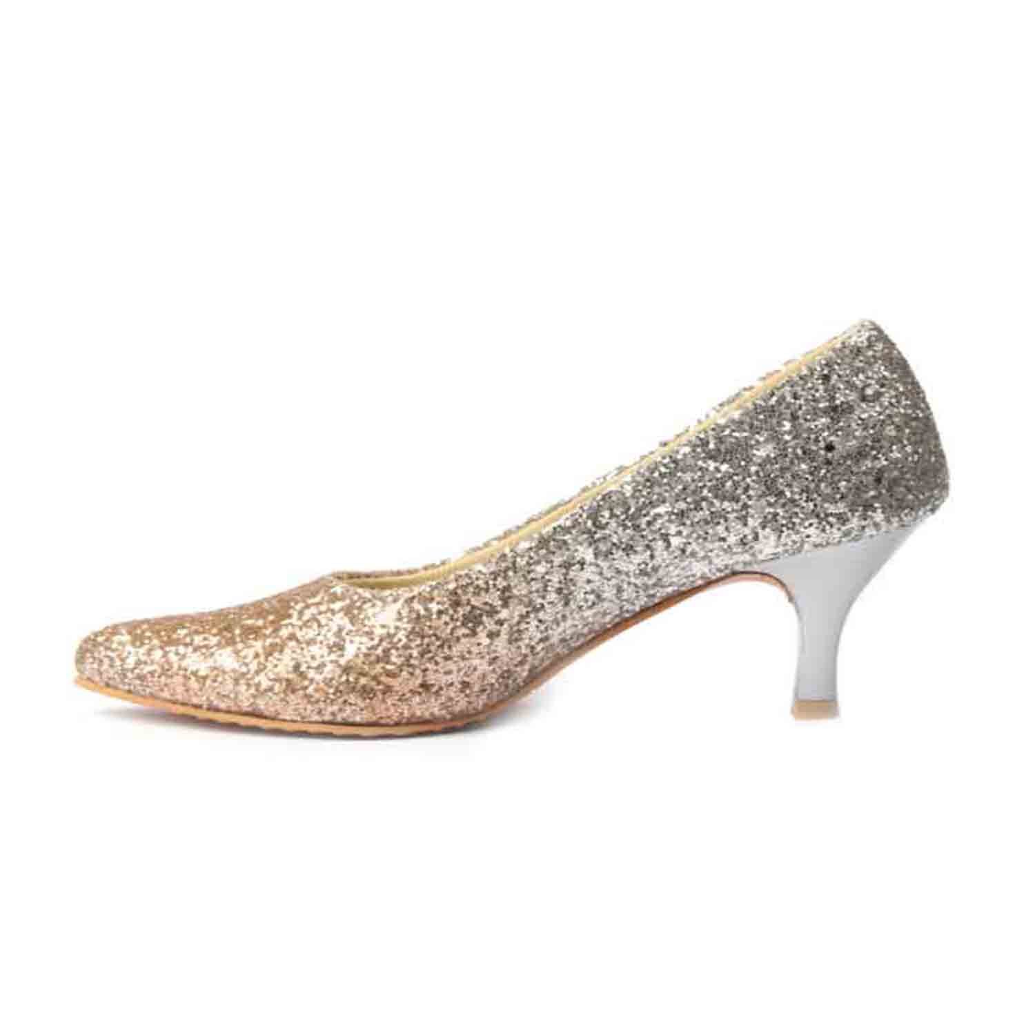 KraftCellar Sizzlers,gold pointed court heels (size-37)