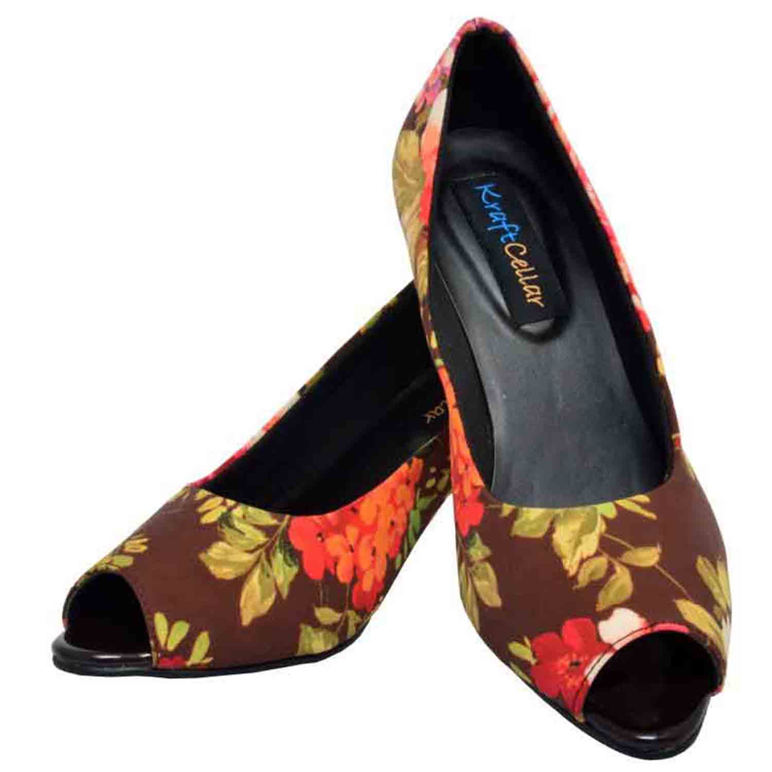 KraftCellar Fuzzy Wuzzy,Brown peep toe sandals (size-35)