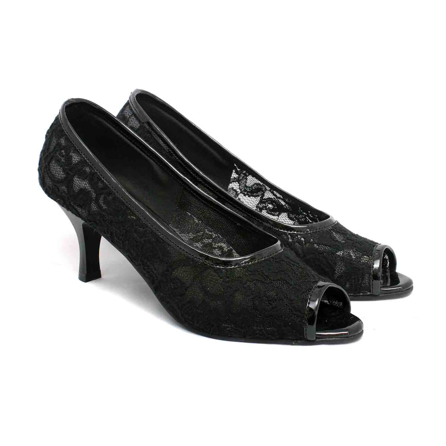 KraftCellar Midnight Sin,Black peep toe sandals (size-38)