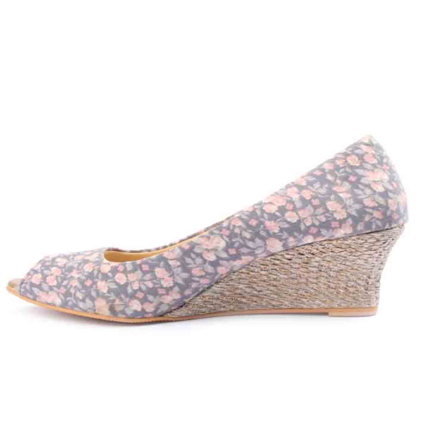 KraftCellar Moonlight Rhapsody,grey peep toe wedges (size-37)