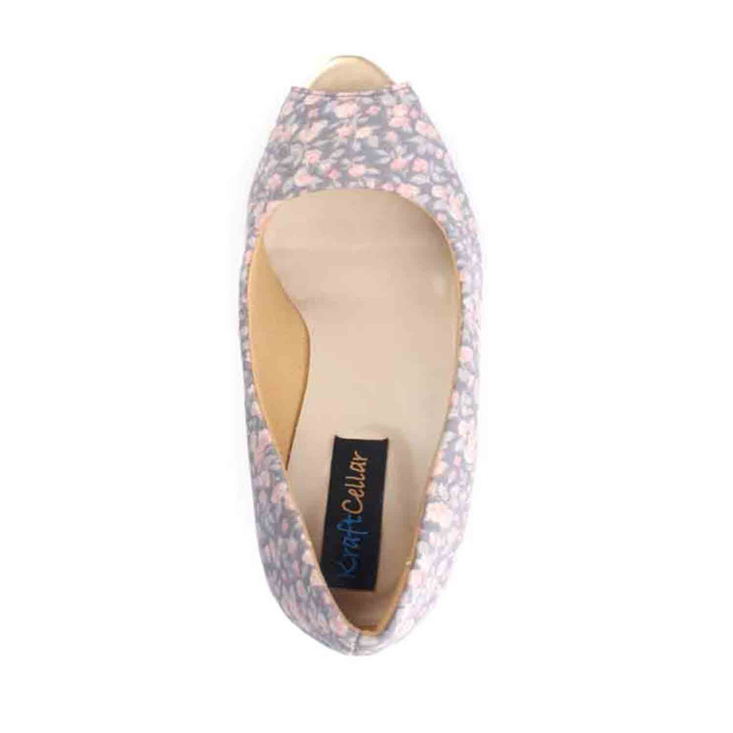 KraftCellar Moonlight Rhapsody,grey peep toe wedges (size-36)