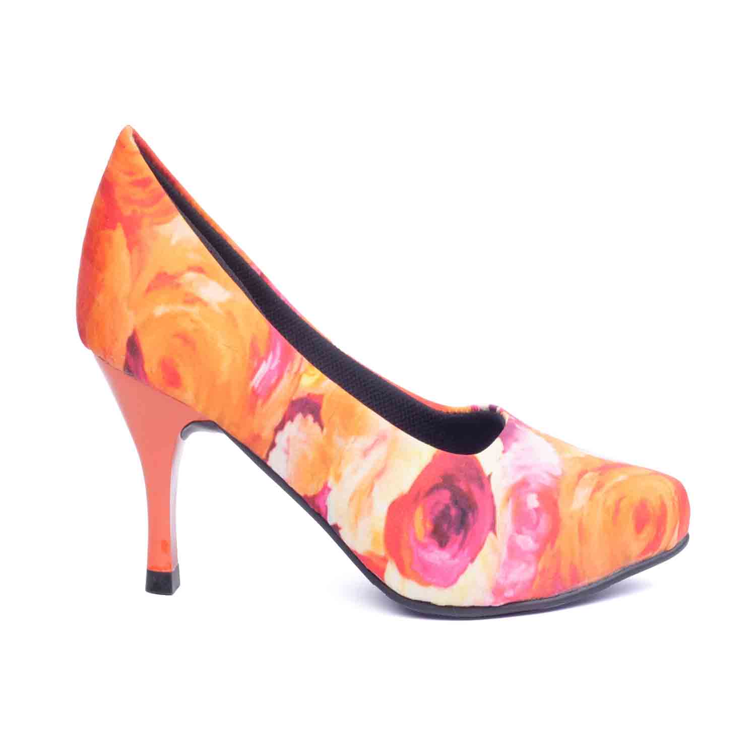 KraftCellar Mayfair,orange pointed court heels (size-39)