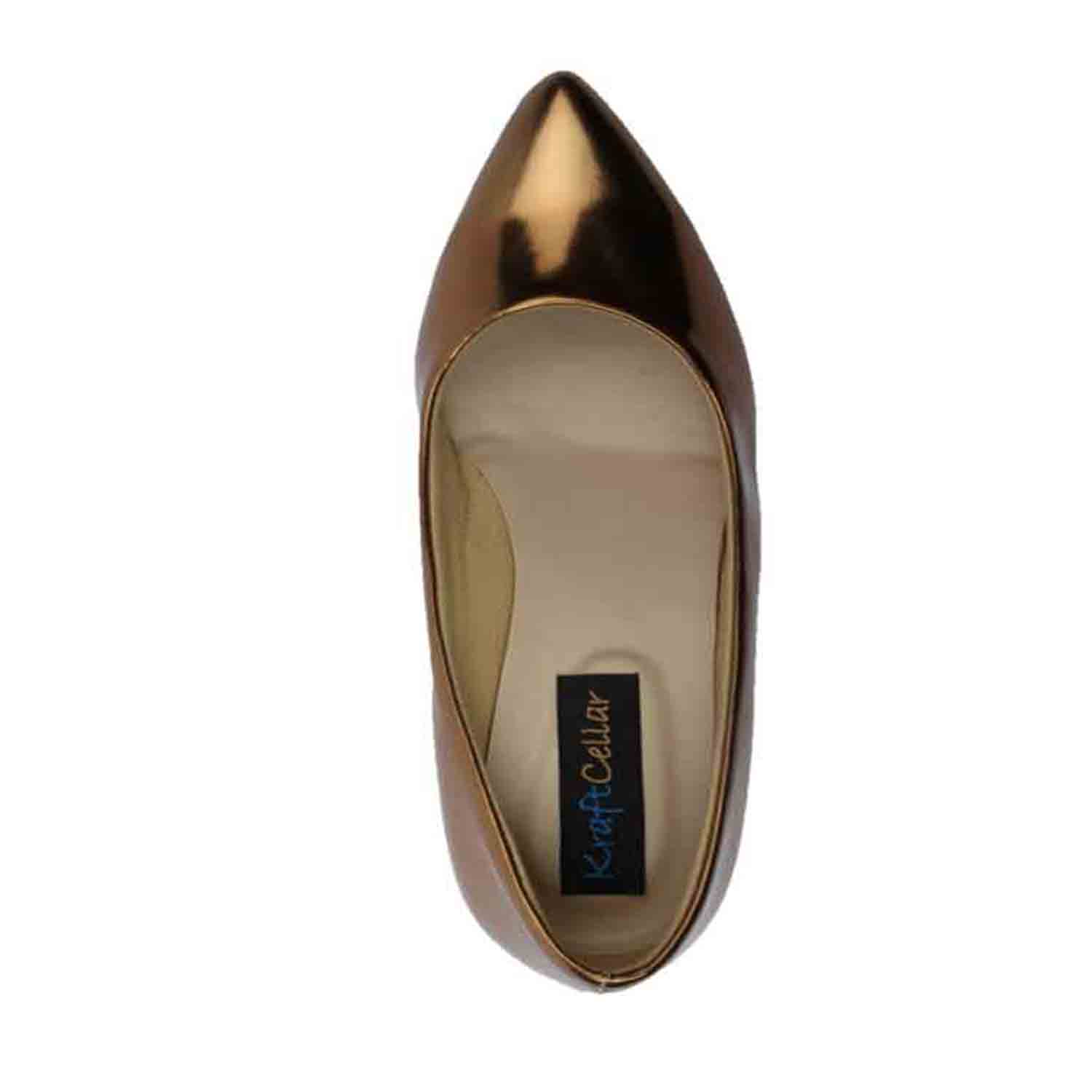 KraftCellar Antique Soul,antique gold pointed court wedge (size-37)