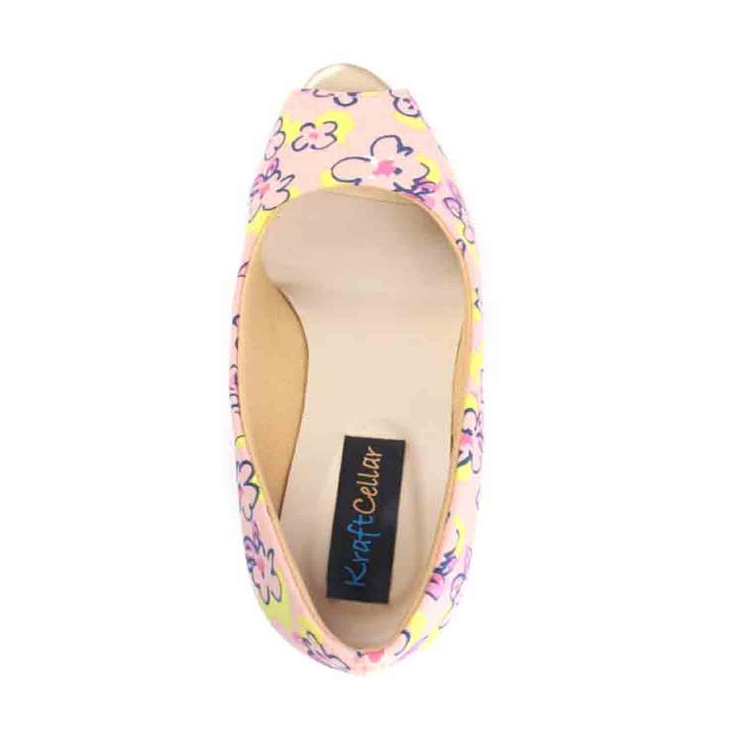 KraftCellar Crimson Apple,pink peep toe wedges (size-39)