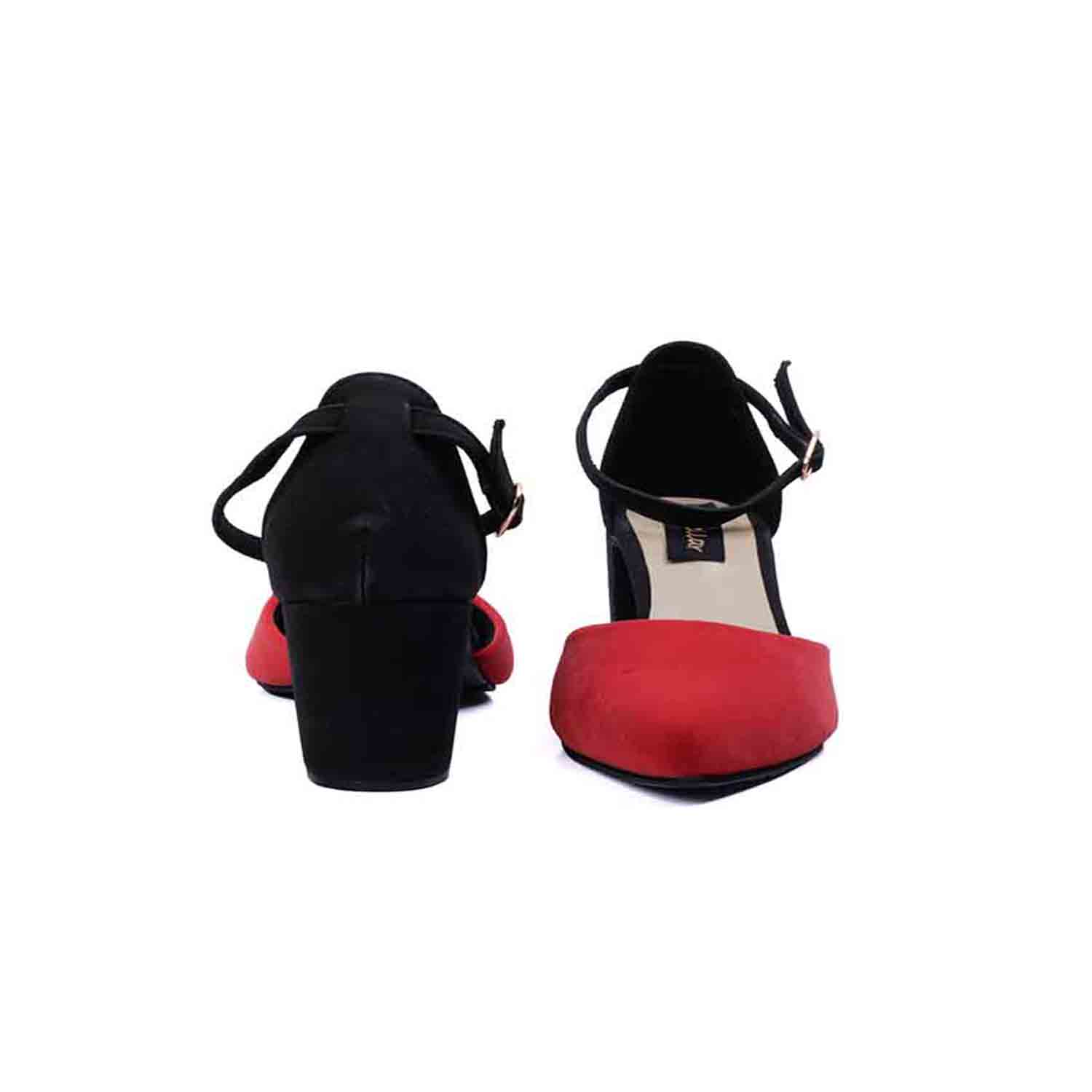 KraftCellar Drama in RED,RED-BLACK block heel sandal (size-37)