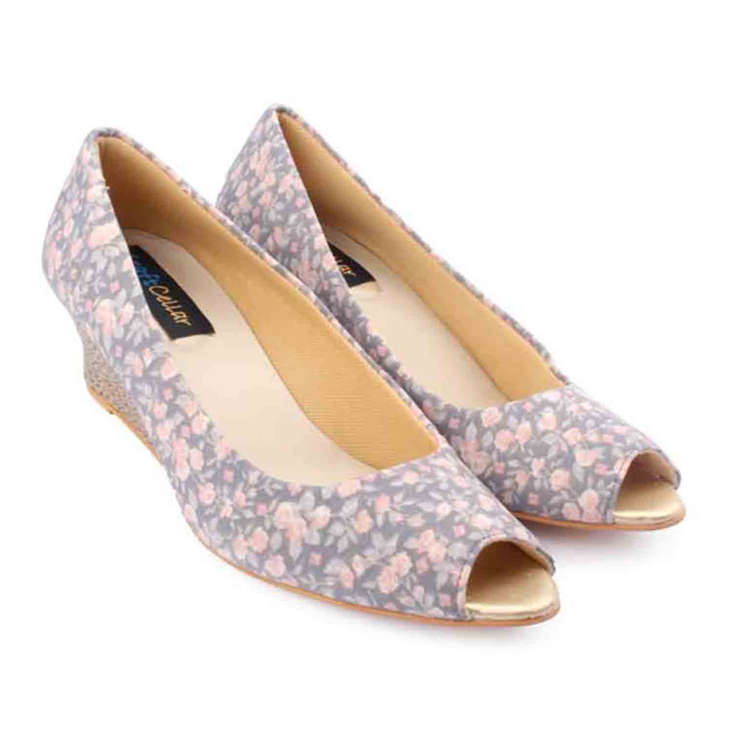 KraftCellar Moonlight Rhapsody,grey peep toe wedges (size-38)
