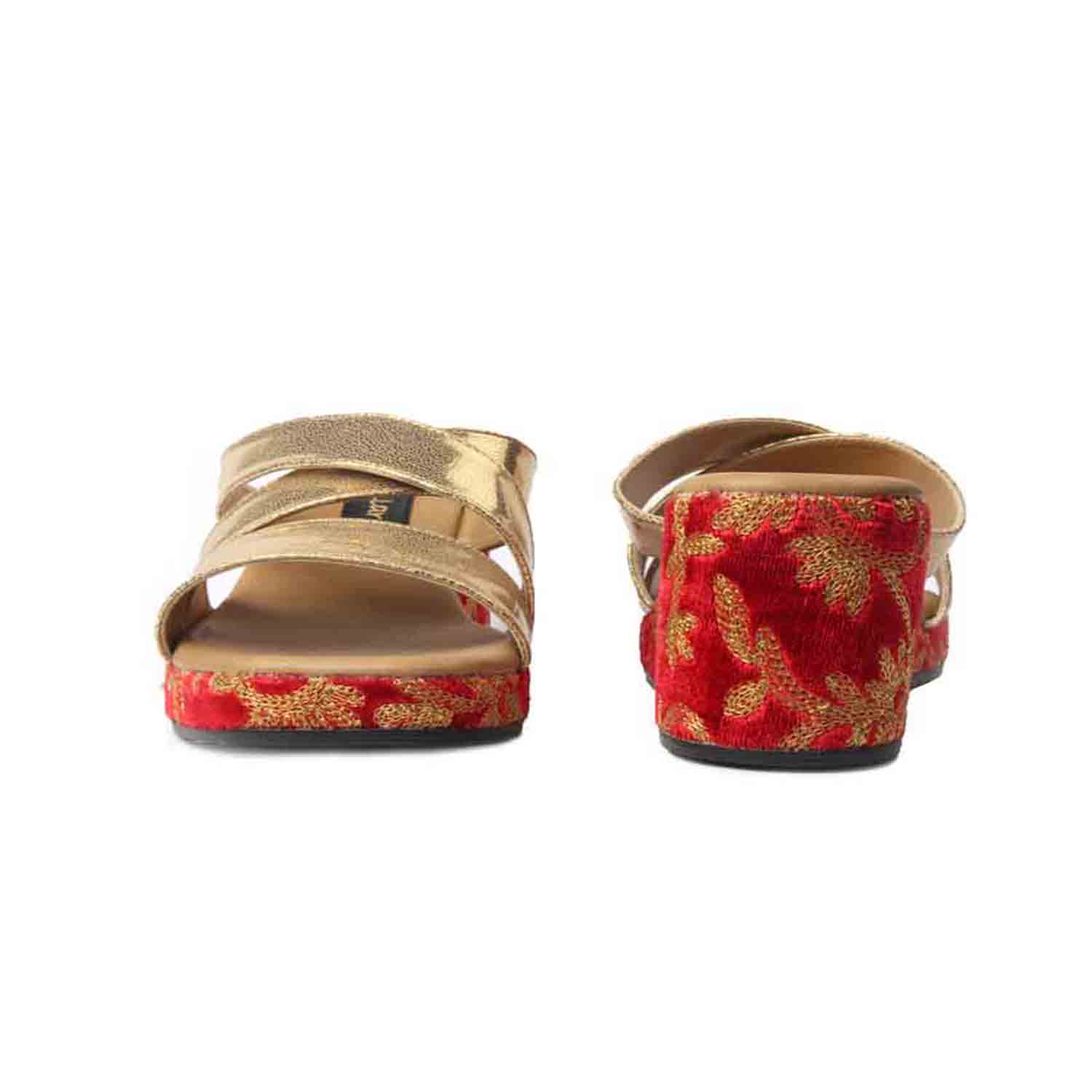 KraftCellar Zeenat,dark red wedge heel sandal (size-40)